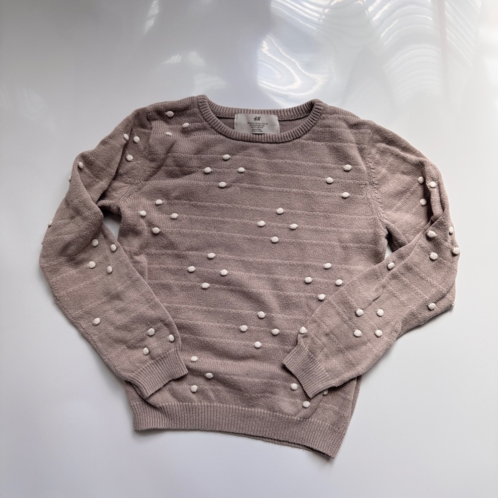 H&M 5T Taupe Sweater with White Accents (Girls)